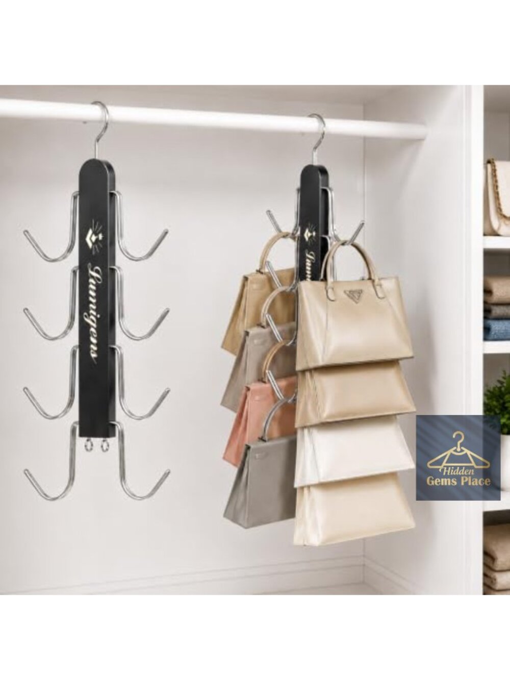 2 Pack Purse Hanger Organizer 16 Hooks Heavy Bags Space Saving Closet Storage